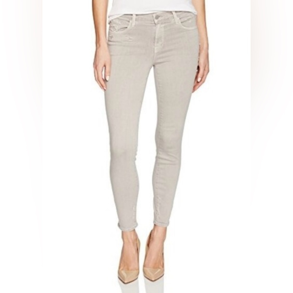 J Brand Smokey Grey Capri Women's Distressed Skinny Jeans, 28